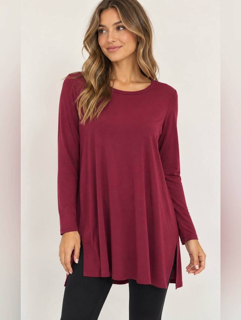 Eileen Fisher Long Sleeve Swing Tunic - Wine